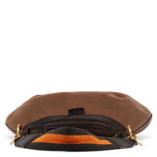Gucci 2003 Brown Canvas Web Strap Hobo Bag