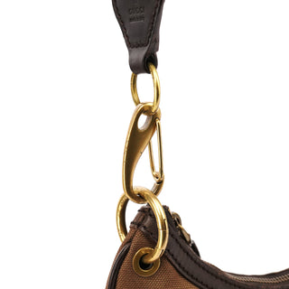 Gucci 2003 Brown Canvas Web Strap Hobo Bag