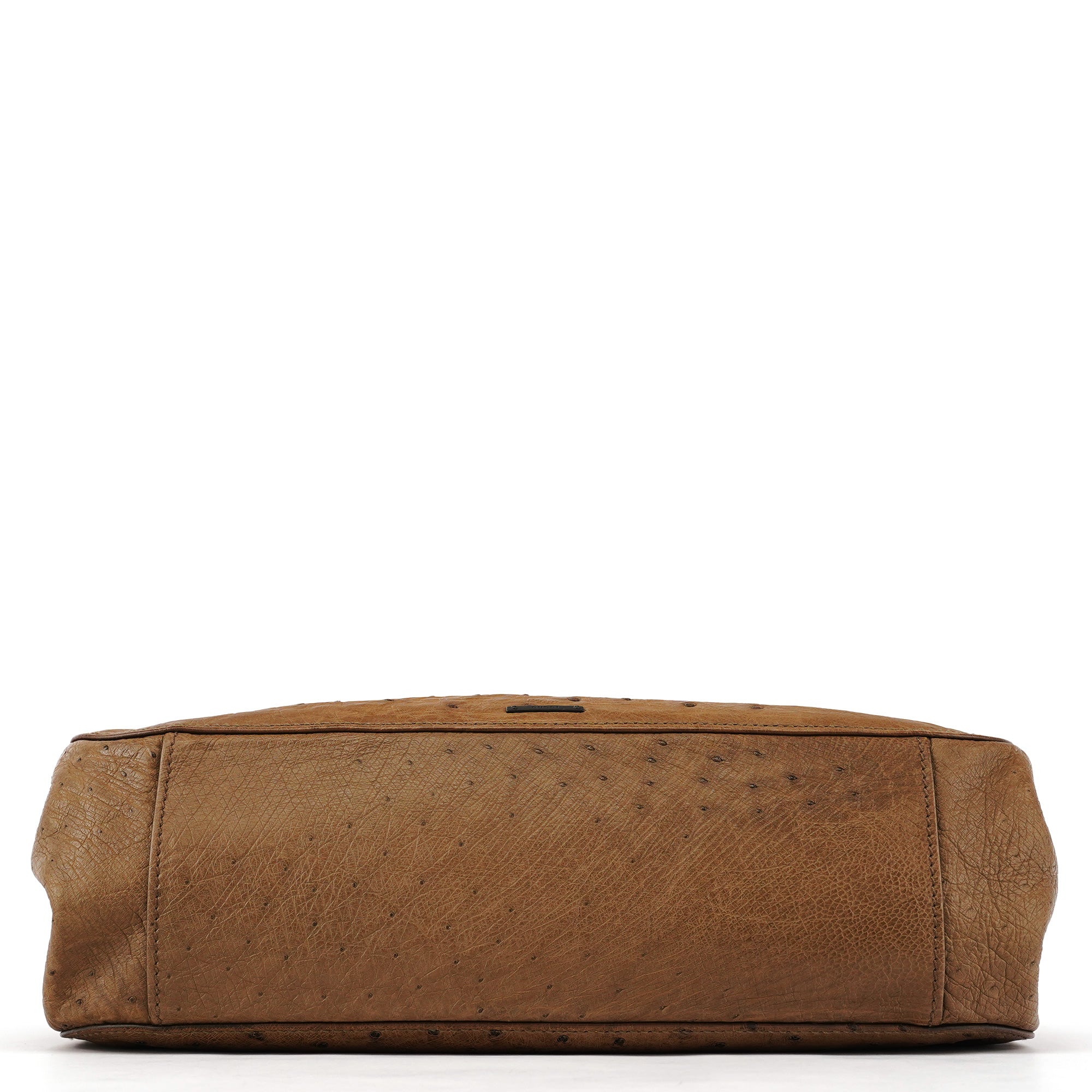 Gucci 2003 Sac porté épaule en cuir d'autruche marron