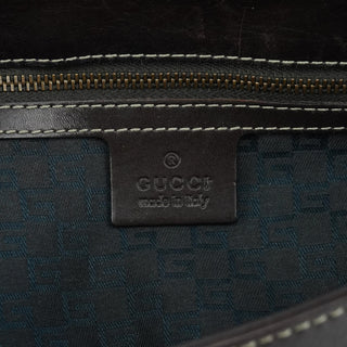 Gucci 2003 Dark Brown Leather Woven Strap Shoulder Bag