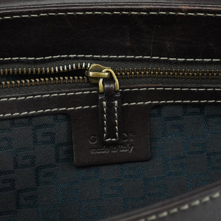 Gucci 2003 Dark Brown Leather Woven Strap Shoulder Bag
