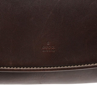 Gucci 2003 Dark Brown Leather Woven Strap Shoulder Bag