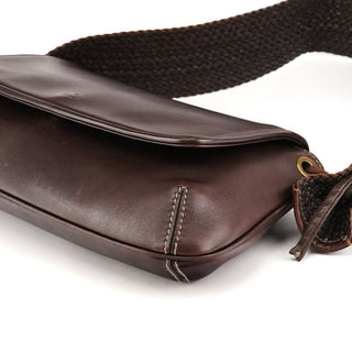 Gucci 2003 Dark Brown Leather Woven Strap Shoulder Bag