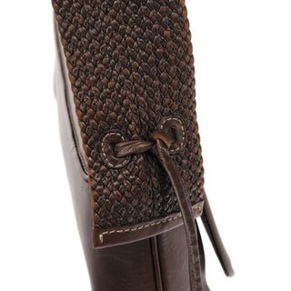 Gucci 2003 Dark Brown Leather Woven Strap Shoulder Bag