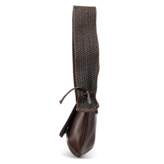 Gucci 2003 Dark Brown Leather Woven Strap Shoulder Bag