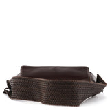 Gucci 2003 Dark Brown Leather Woven Strap Shoulder Bag