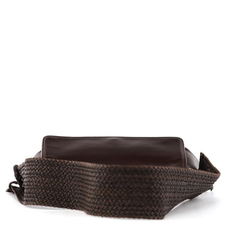 Gucci 2003 Dark Brown Leather Woven Strap Shoulder Bag