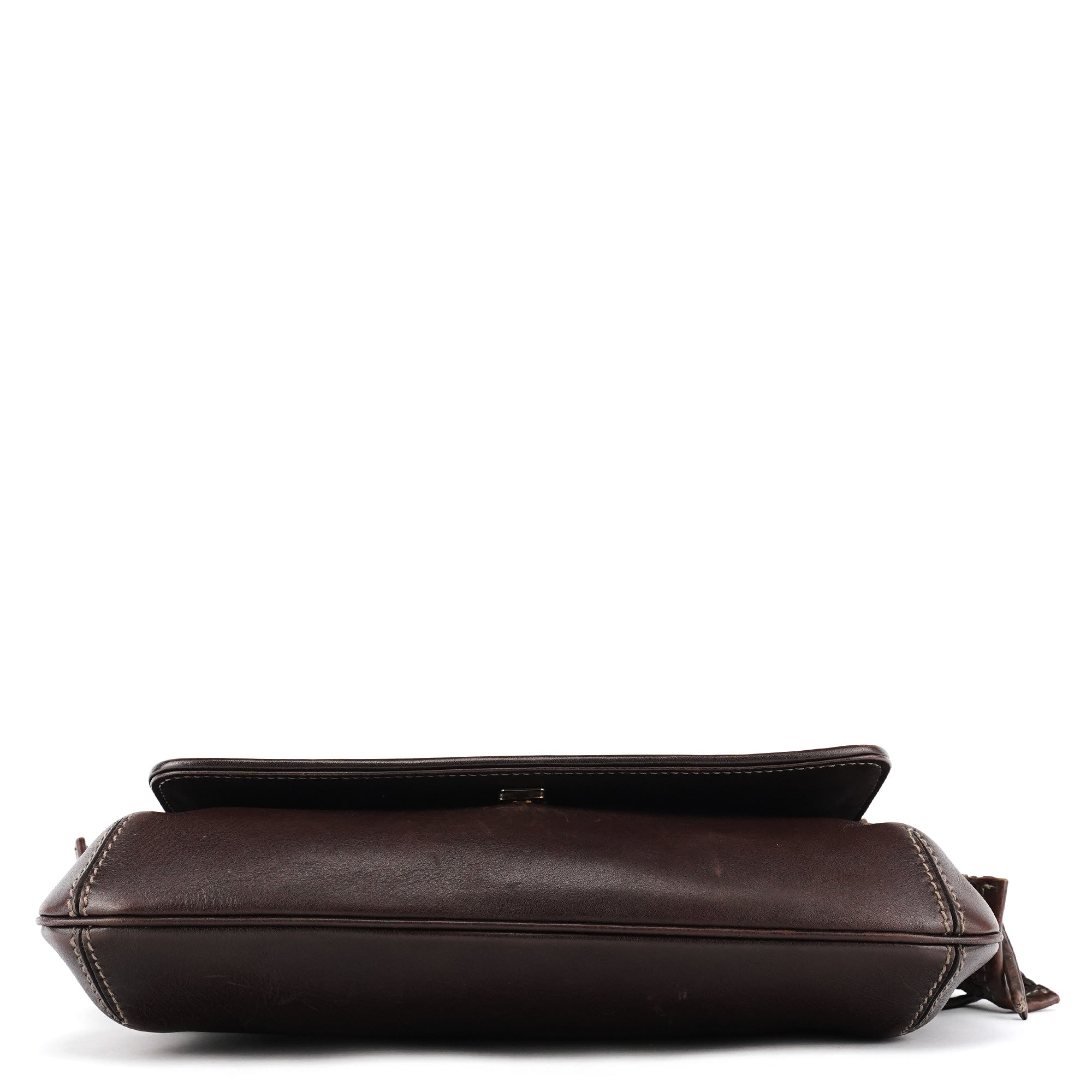 Gucci 2003 Dark Brown Leather Woven Strap Shoulder Bag