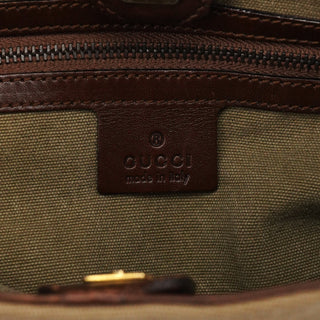 Gucci 2003 Khaki Canvas Bamboo Shoulder Bag
