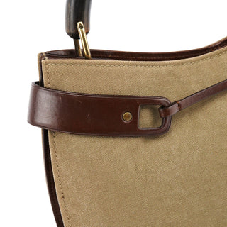 Gucci 2003 Khaki Canvas Bamboo Shoulder Bag