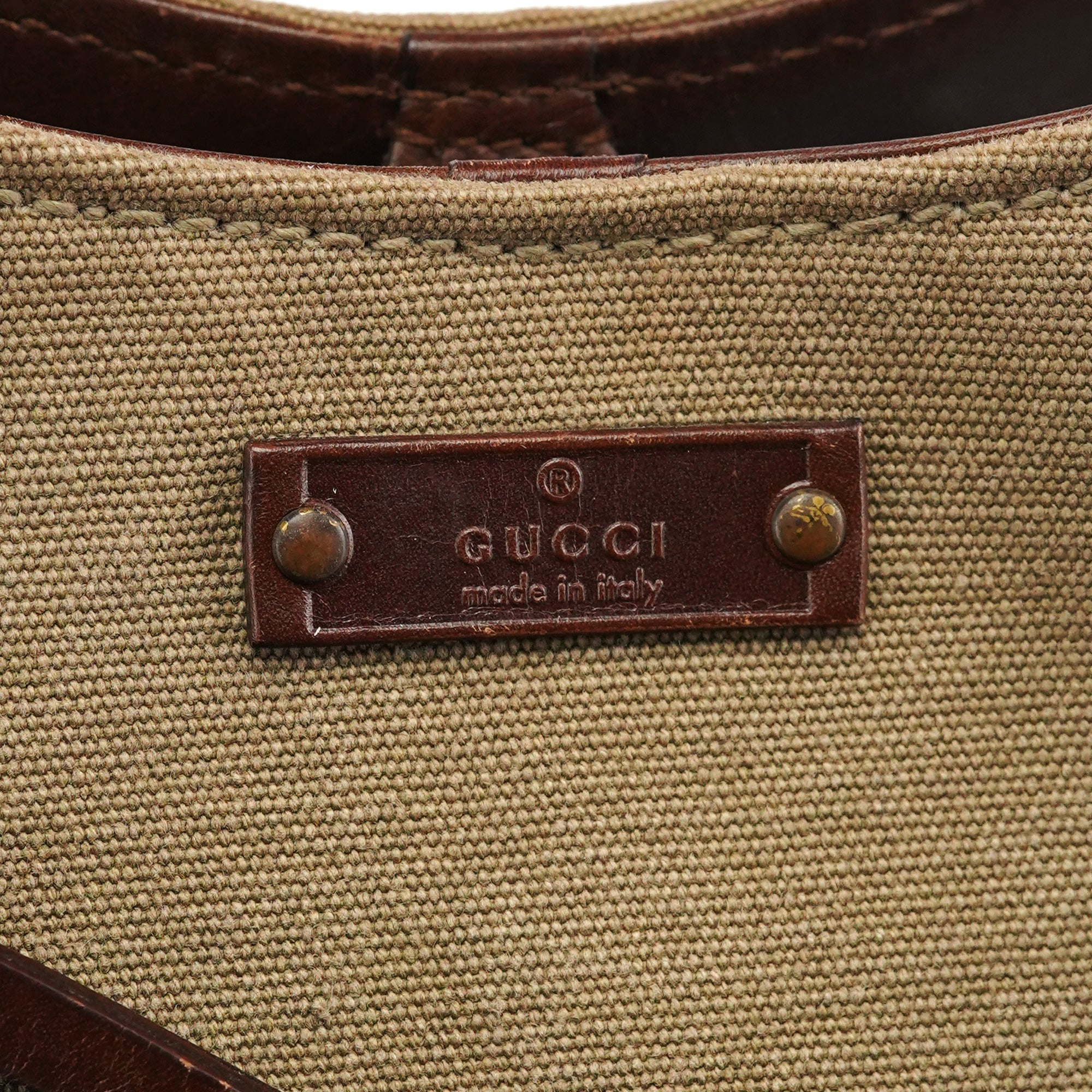 Gucci 2003 Sac porté épaule Bamboo en toile kaki