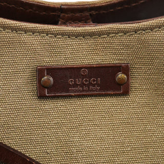 Gucci 2003 Khaki Canvas Bamboo Shoulder Bag