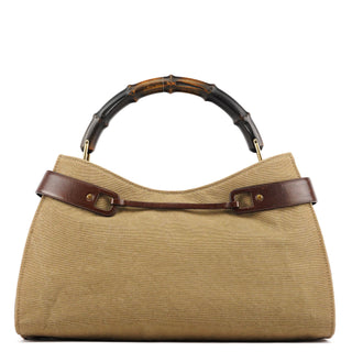 Gucci 2003 Khaki Canvas Bamboo Shoulder Bag