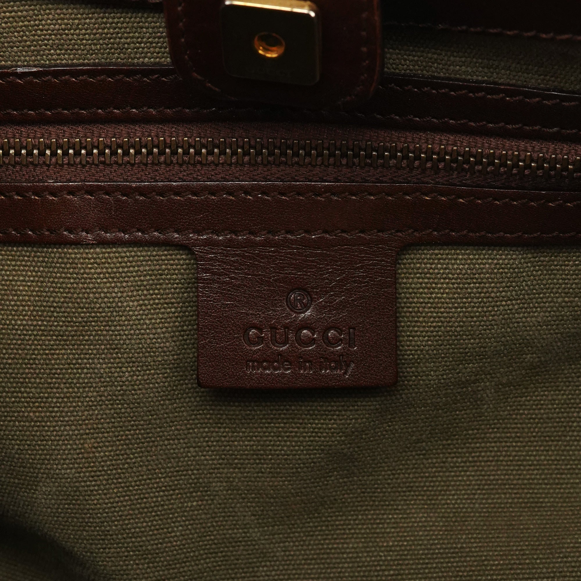 Gucci 2003 Sac porté épaule Bamboo en toile kaki