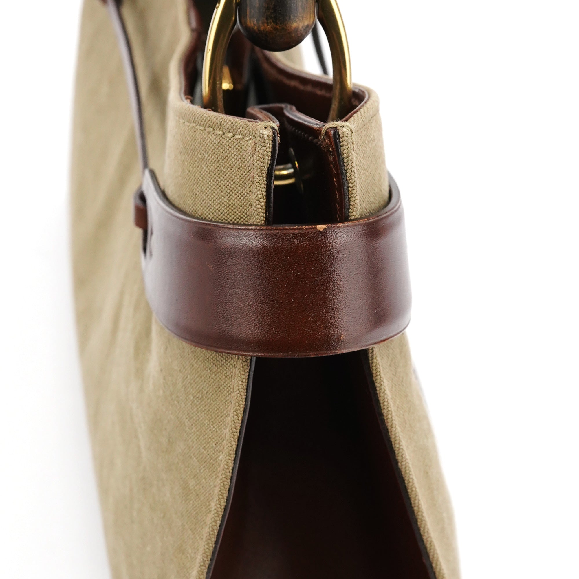 Gucci 2003 Sac porté épaule Bamboo en toile kaki