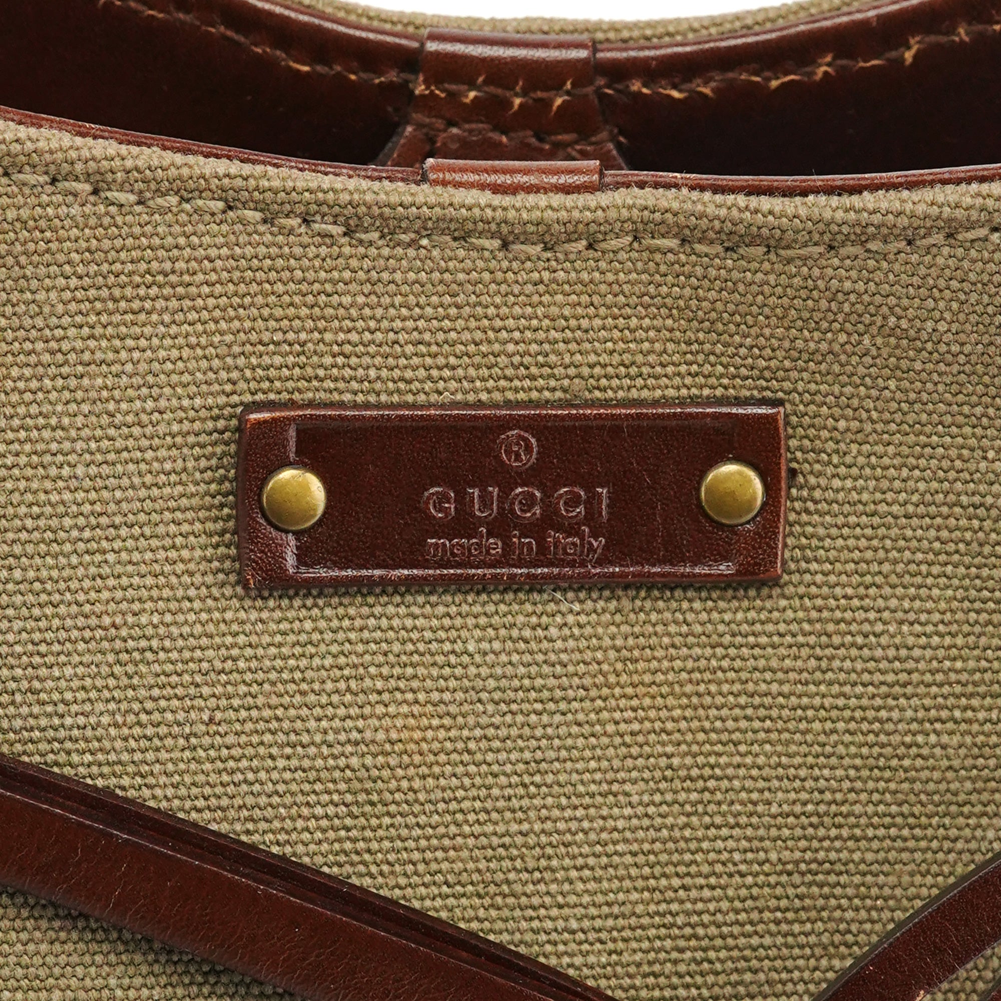 Gucci 2003 Sac porté épaule Bamboo en toile kaki