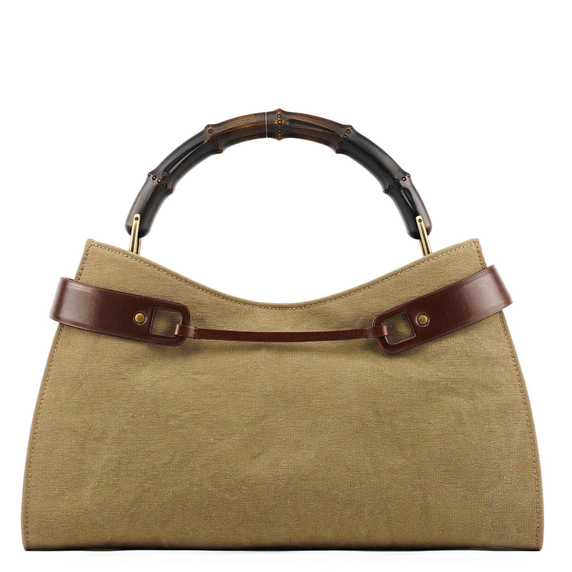Gucci 2003 Sac porté épaule Bamboo en toile kaki