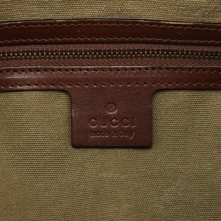 Gucci 2003 Khaki Canvas Bamboo Tote Bag