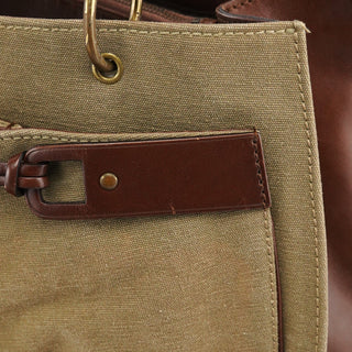 Gucci 2003 Khaki Canvas Bamboo Tote Bag