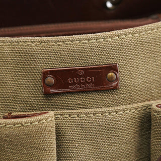 Gucci 2003 Khaki Canvas Bamboo Tote Bag