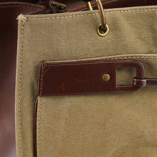 Gucci 2003 Khaki Canvas Bamboo Tote Bag