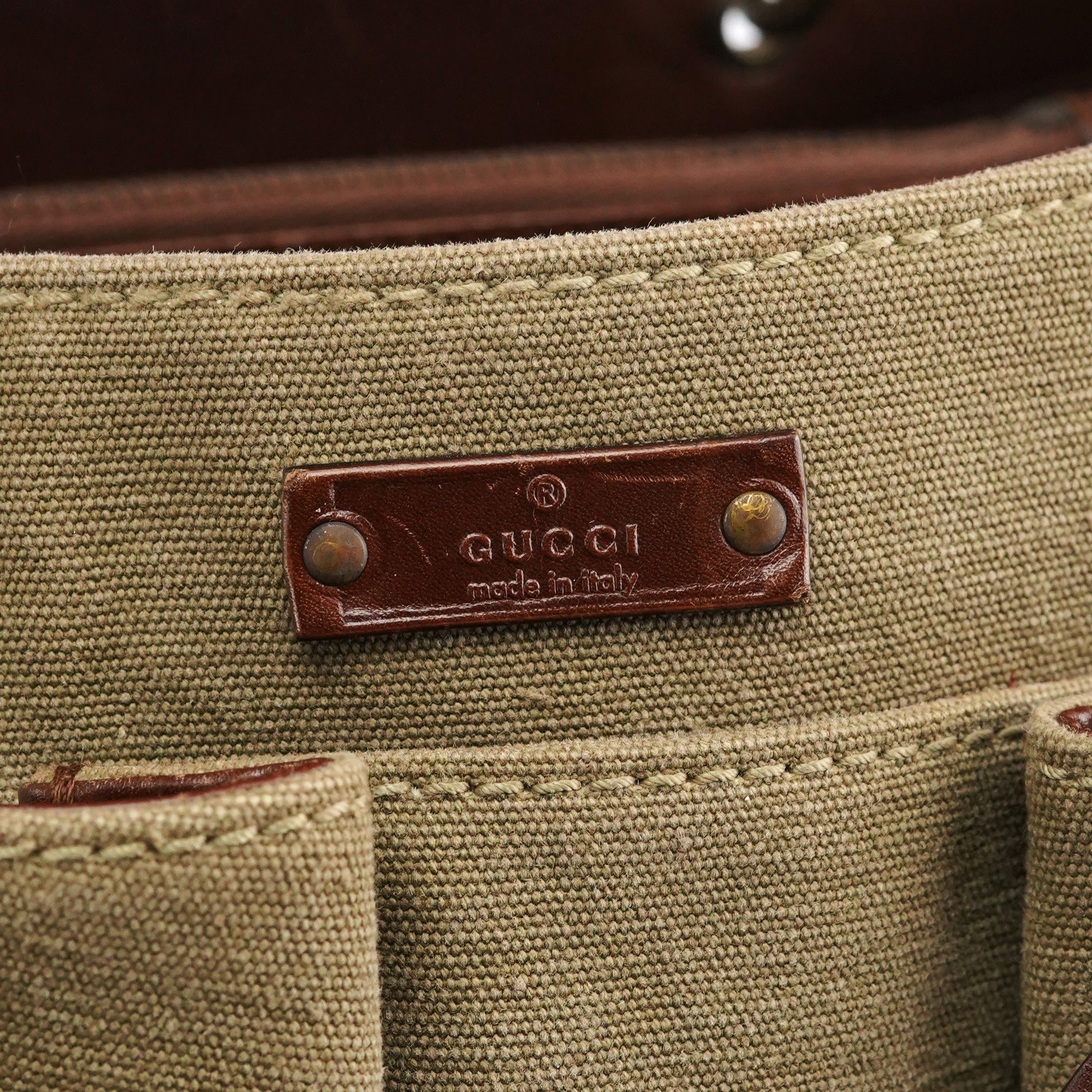 Gucci 2003 Sac cabas Bamboo en toile kaki
