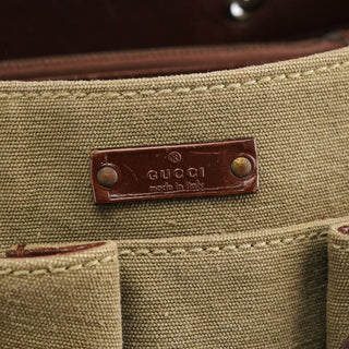 Gucci 2003 Khaki Canvas Bamboo Tote Bag