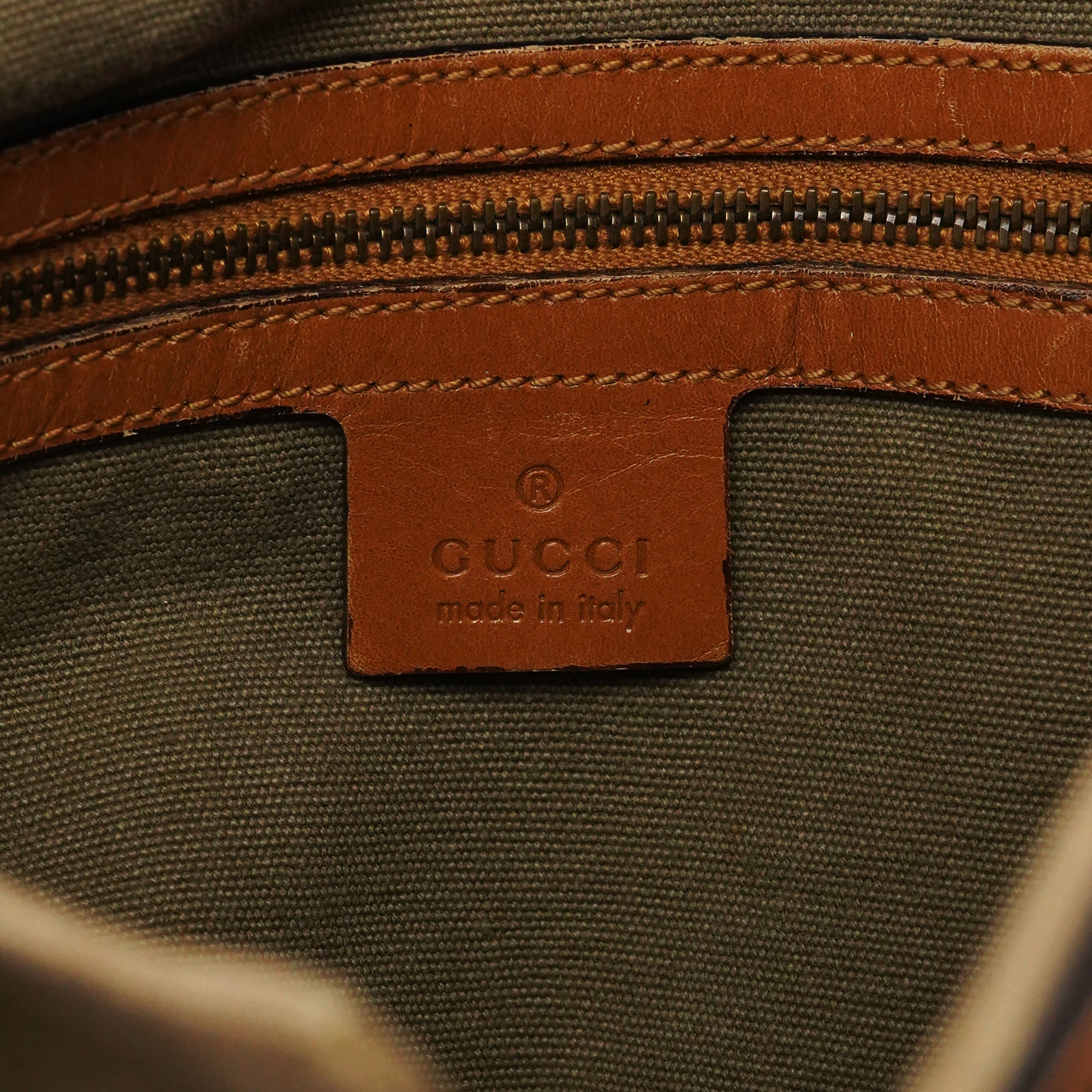 Gucci 2003 Khaki Canvas Shoulder Bag