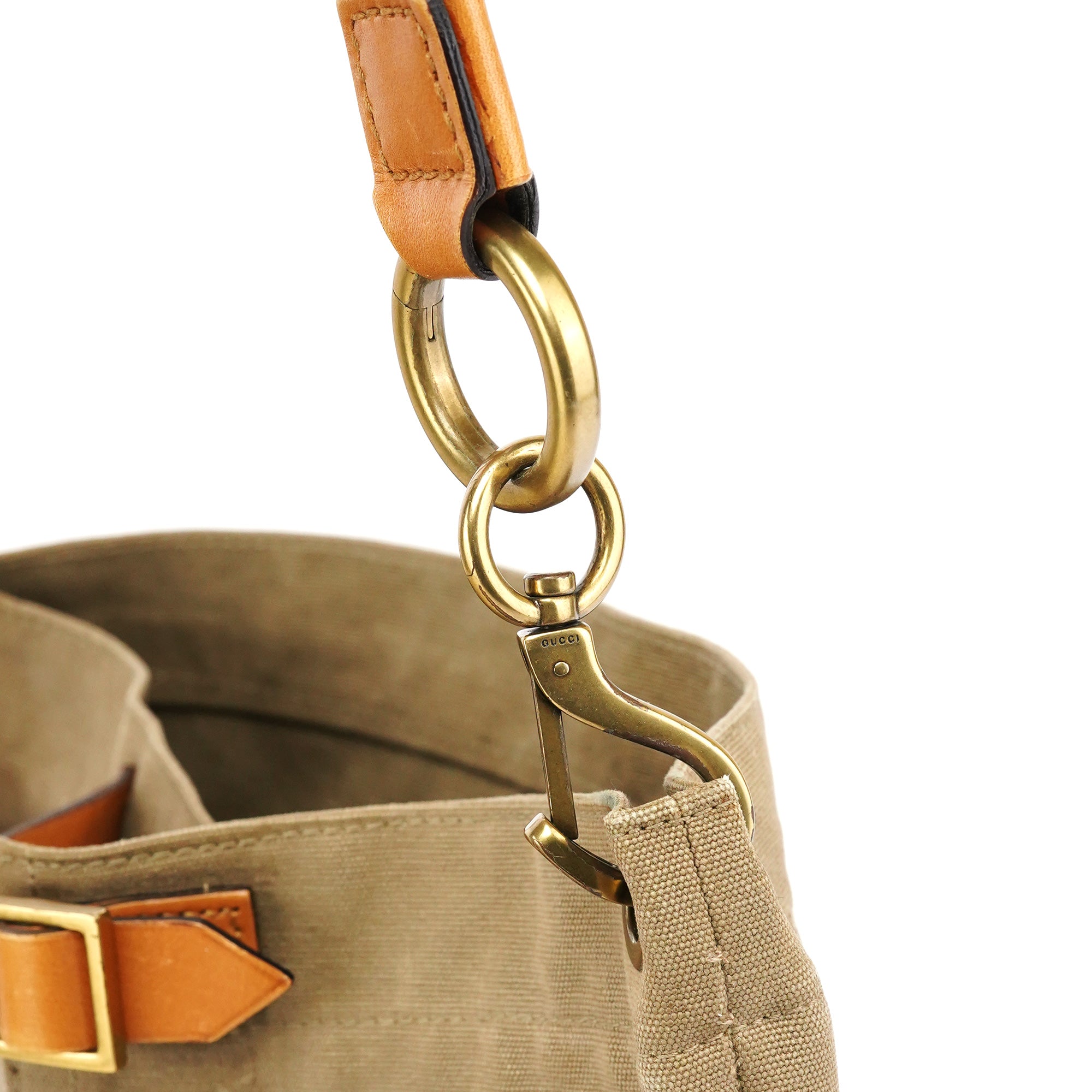 Gucci 2003 Khaki Canvas Shoulder Bag