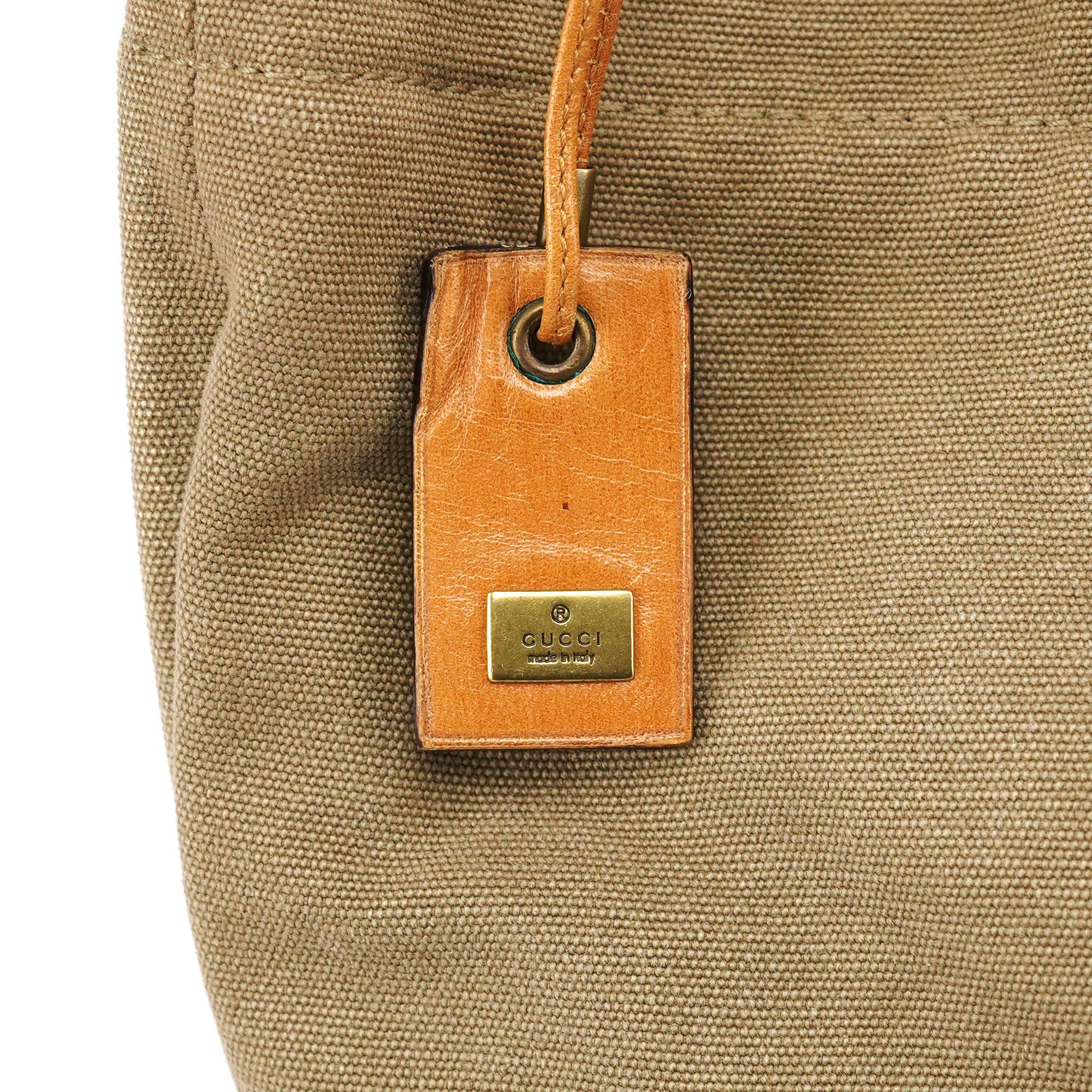 Gucci 2003 Khaki Canvas Shoulder Bag