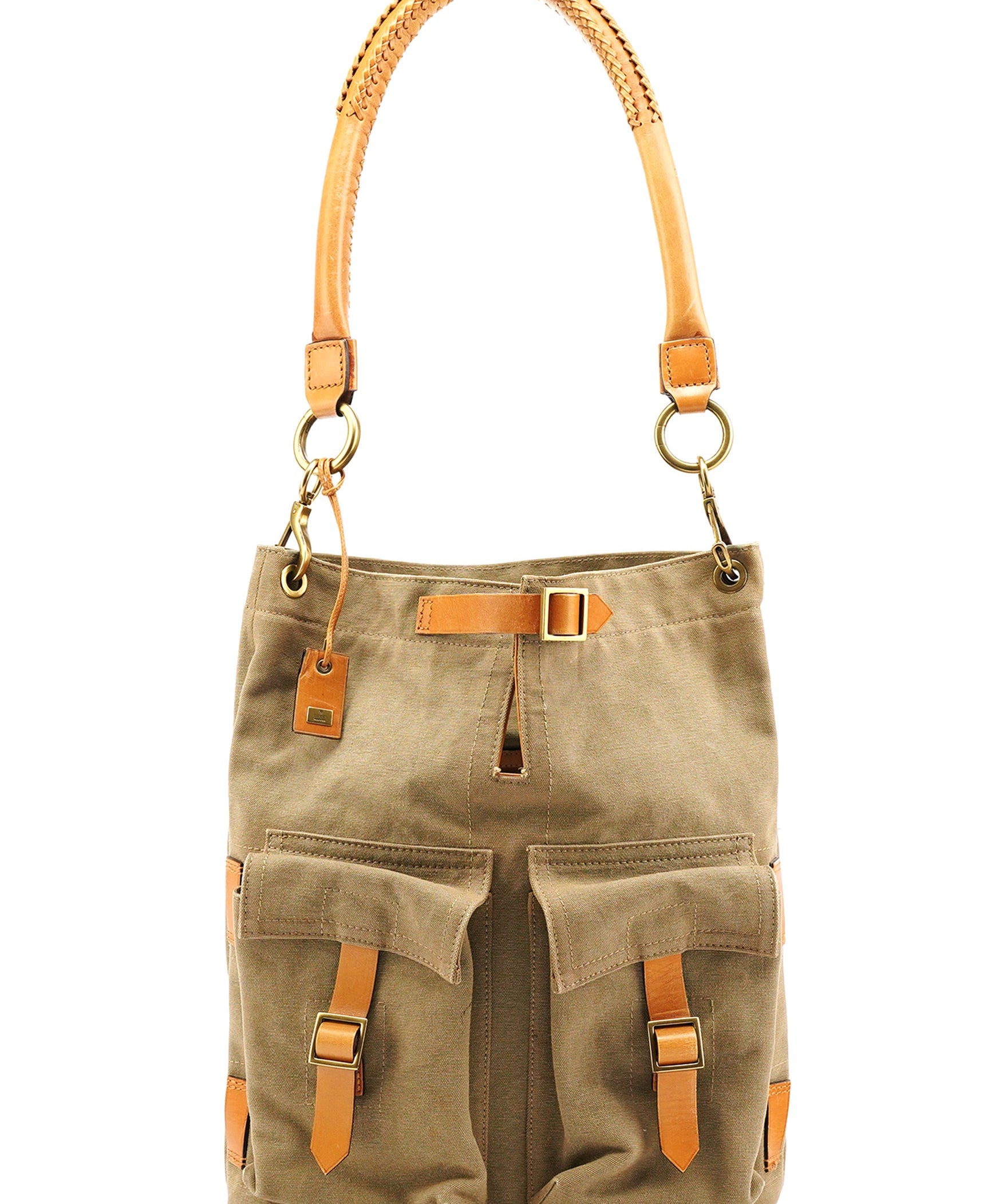 Gucci 2003 Khaki Canvas Shoulder Bag