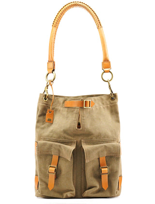 Gucci 2003 Khaki Canvas Shoulder Bag