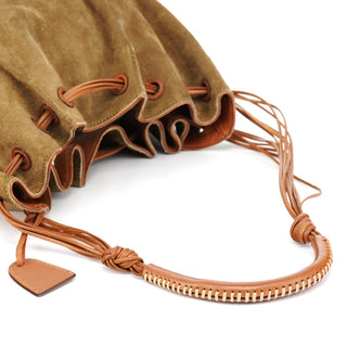 Gucci 2003 Khaki Suede Drawstring Shoulder Bag