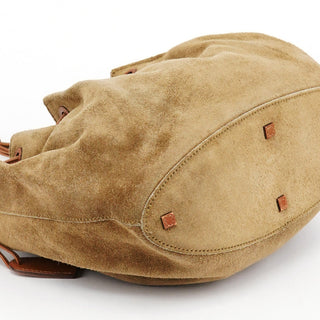 Gucci 2003 Khaki Suede Drawstring Shoulder Bag