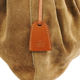 Gucci 2003 Khaki Suede Drawstring Shoulder Bag