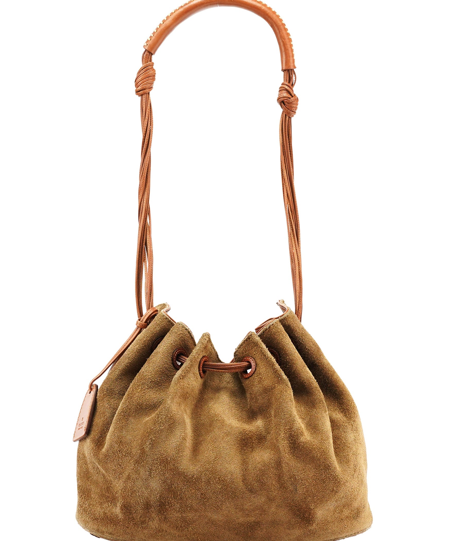 Gucci 2003 Schoudertas van kaki suède met trekkoord