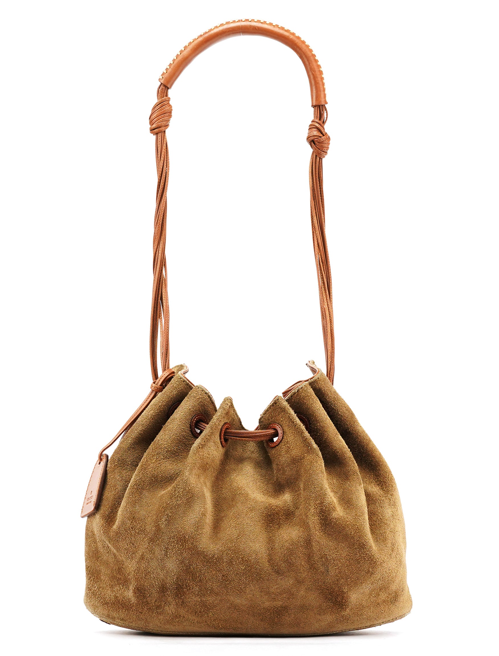 Gucci 2003 Sac porté épaule à lien coulissant en daim kaki