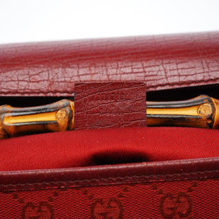 Gucci 2003 Red GG Bamboo Shoulder Bag