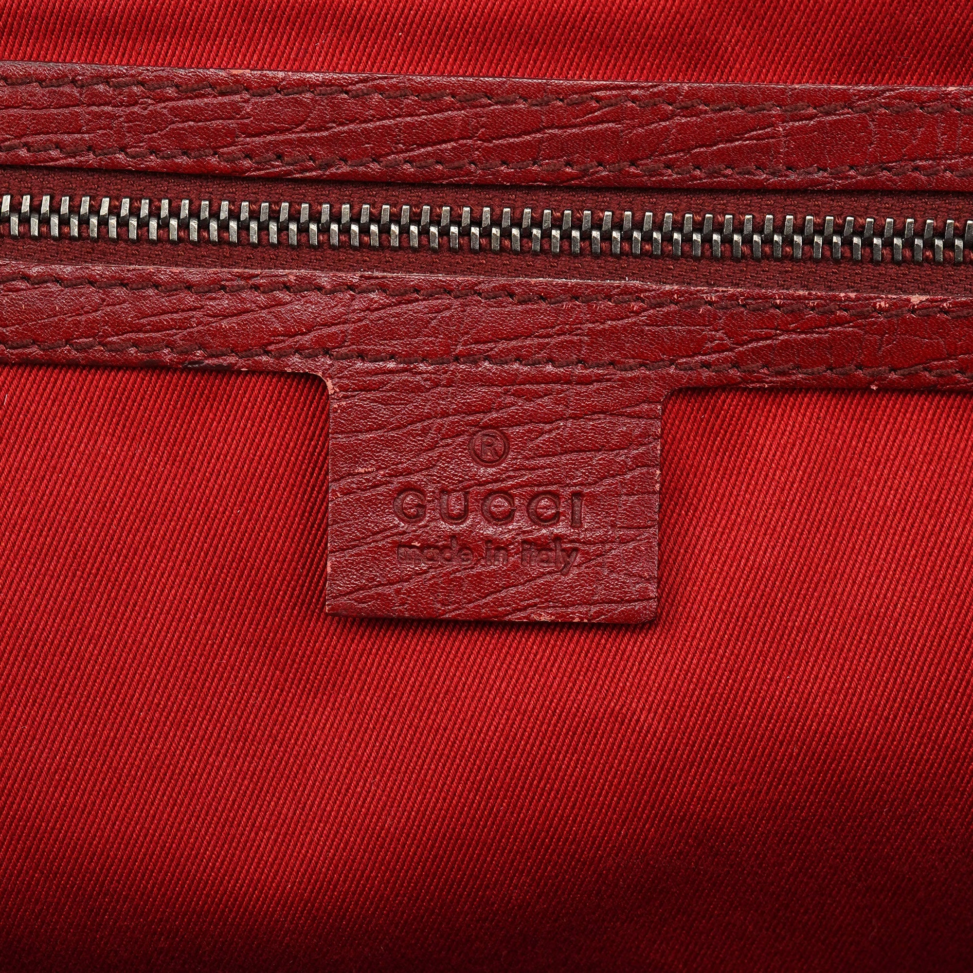 Gucci 2003 Red GG Bamboo Shoulder Bag