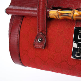 Gucci 2003 Red GG Bamboo Shoulder Bag