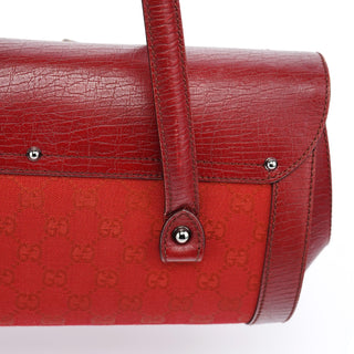 Gucci 2003 Red GG Bamboo Shoulder Bag