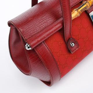 Gucci 2003 Red GG Bamboo Shoulder Bag