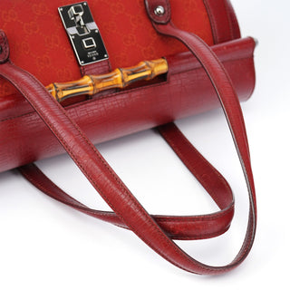 Gucci 2003 Red GG Bamboo Shoulder Bag