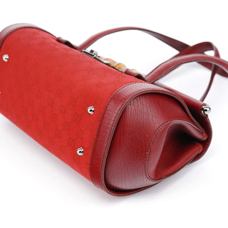 Gucci 2003 Red GG Bamboo Shoulder Bag