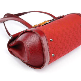 Gucci 2003 Red GG Bamboo Shoulder Bag