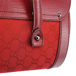 Gucci 2003 Red GG Bamboo Shoulder Bag