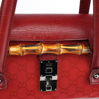 Gucci 2003 Red GG Bamboo Shoulder Bag