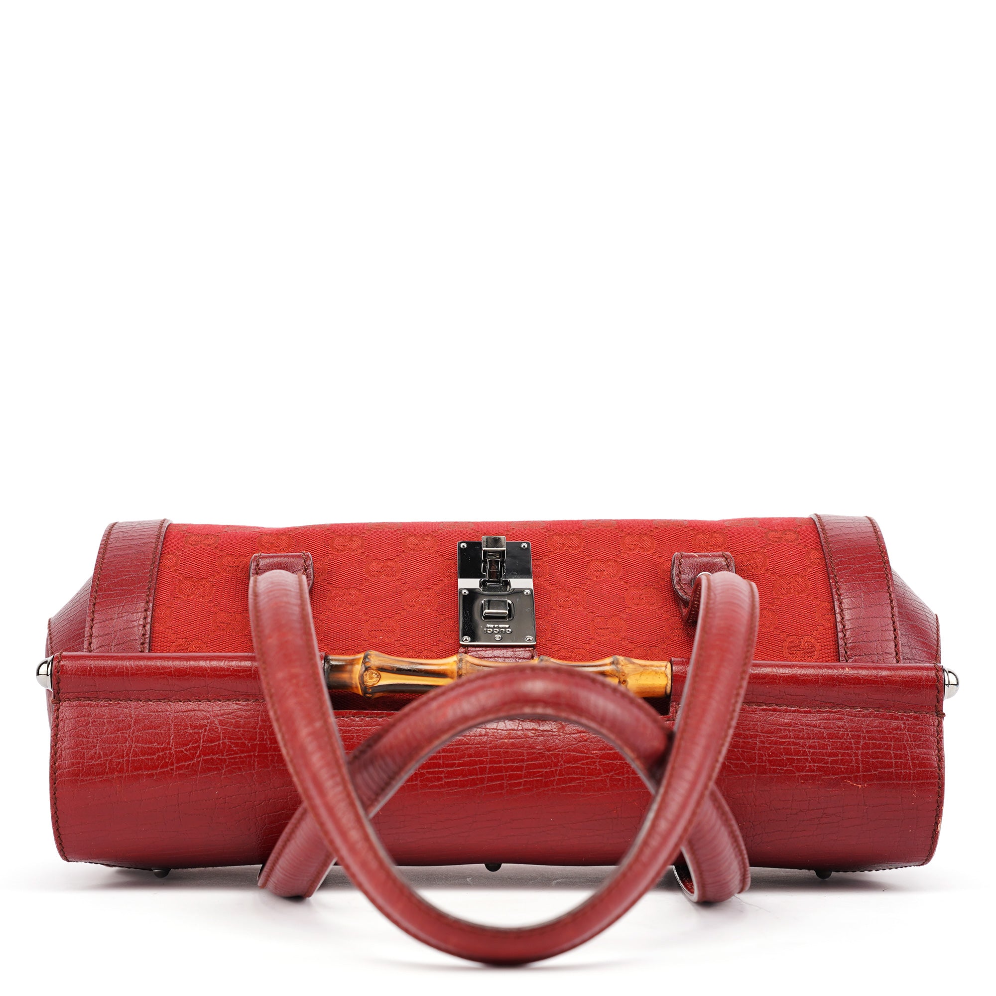 Gucci 2003 Red GG Bamboo Shoulder Bag