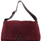 Gucci 248045 Burgundy Suede GG Shoulder Bag