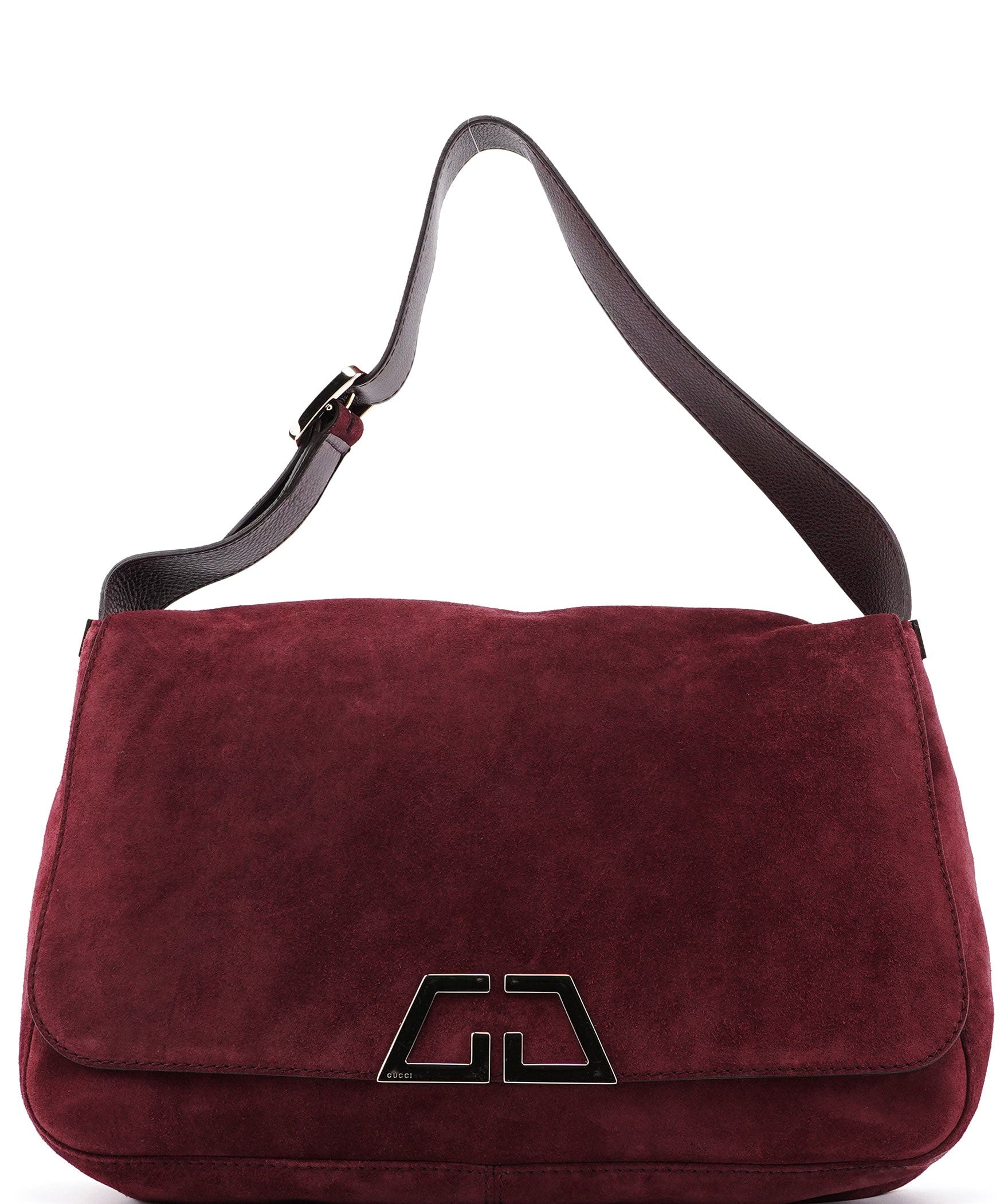Gucci 248045 Burgundy Suede GG Shoulder Bag